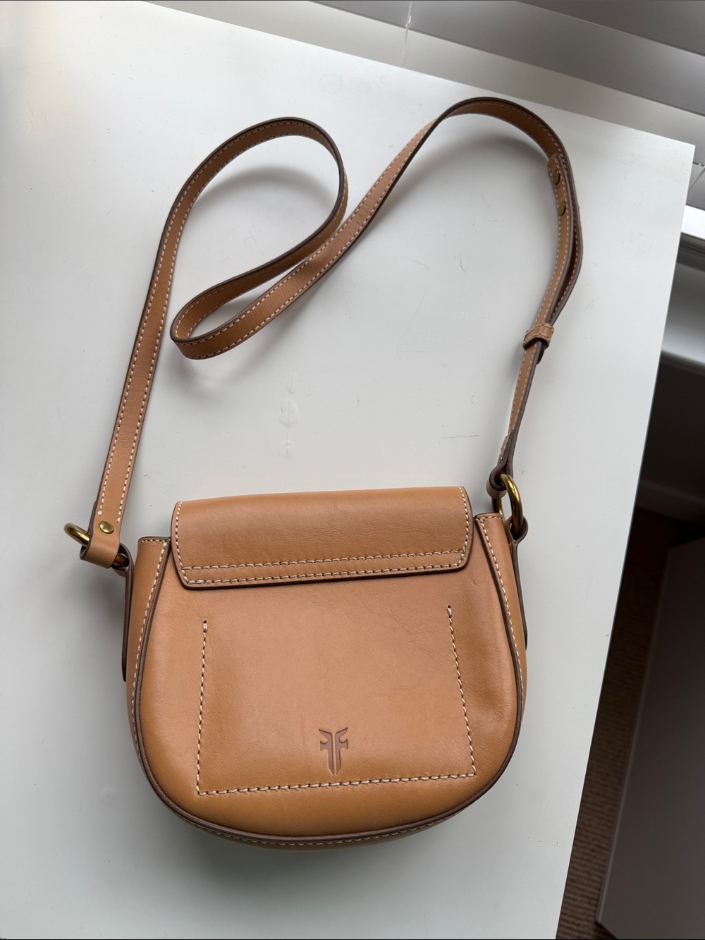 Frye Tan Leather Saddle Crossbody Bag